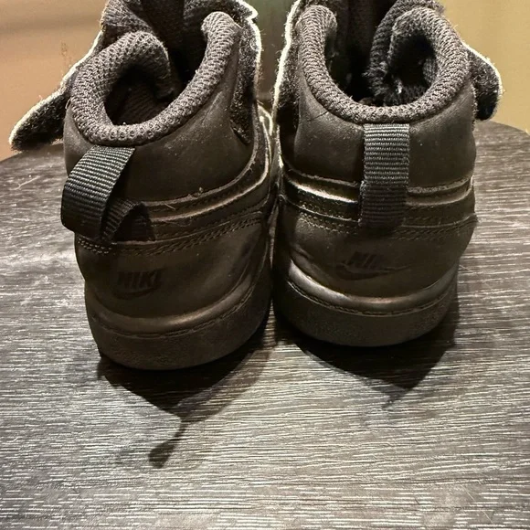 NIKE Shoes Toddler 7C COURT BOROUGH MID 2 Black Leather Sneakers CD7784-001 - Picture 7 of 10